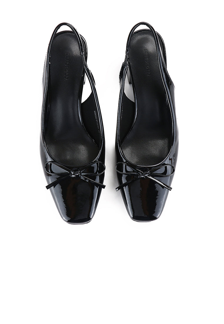 Freya Slingback Pumps With Bow (Black)