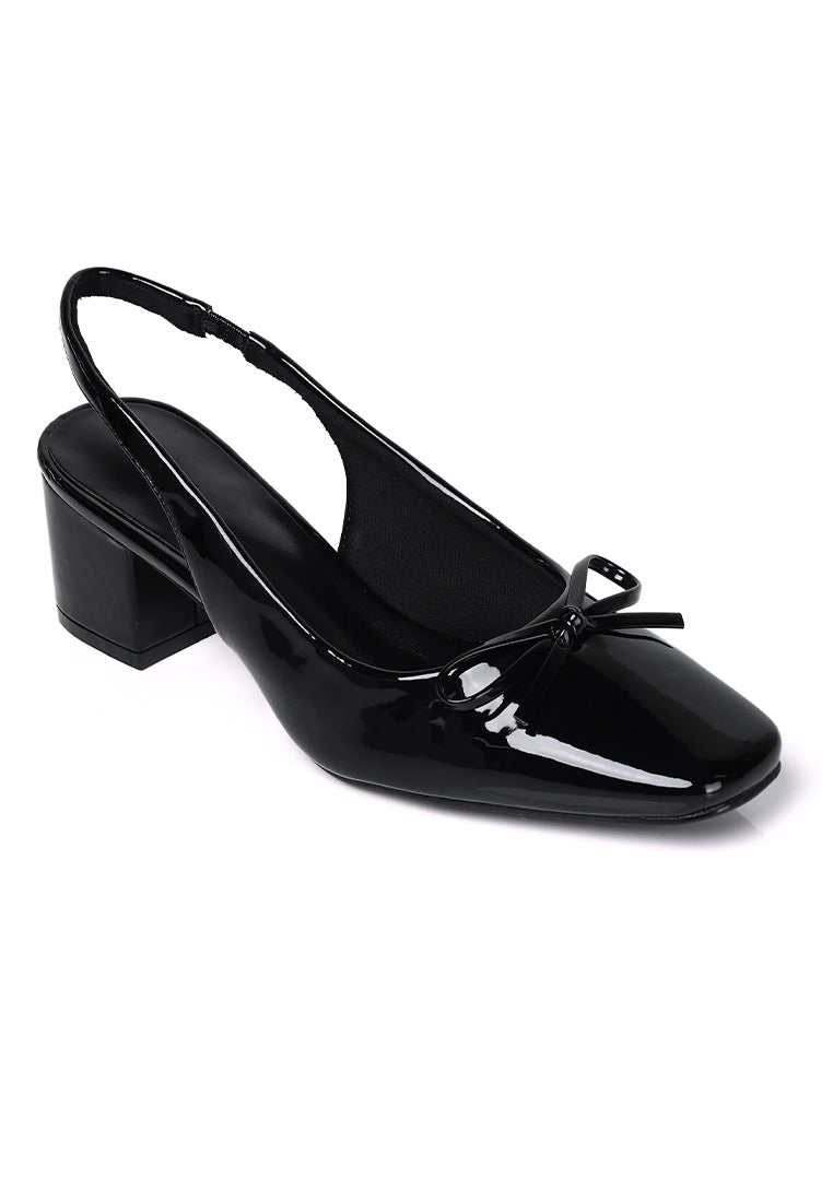 Freya Slingback Pumps With Bow (Black)