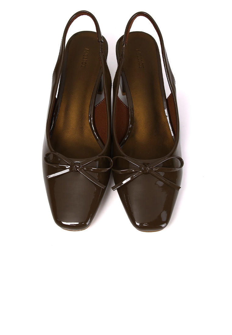 Freya Slingback Pumps With Bow (Brown)
