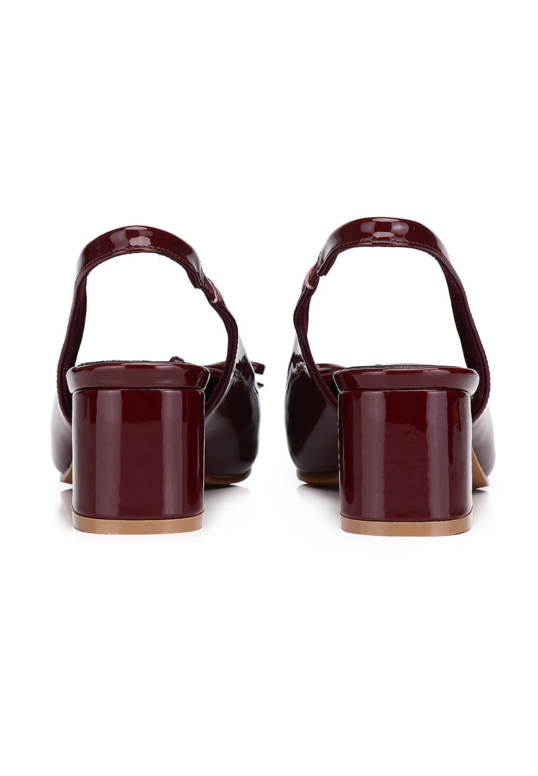 Freya Slingback Pumps With Bow (Maroon)