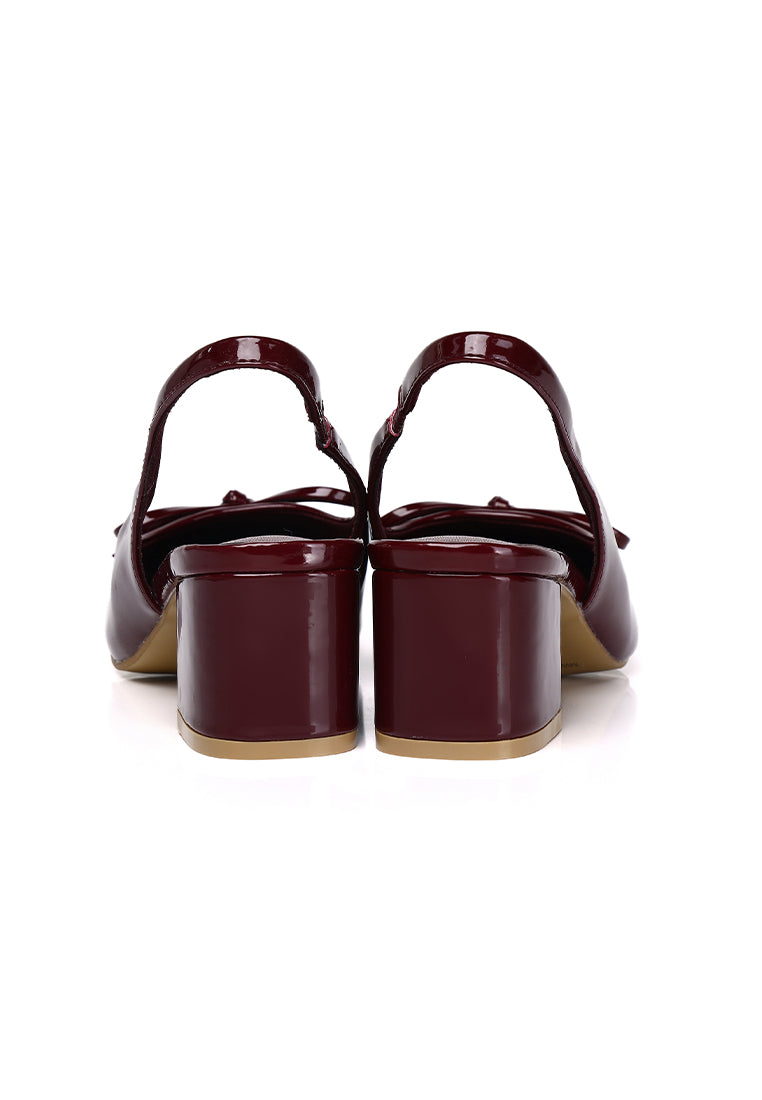 Freya Slingback Pumps With Bow (Maroon)