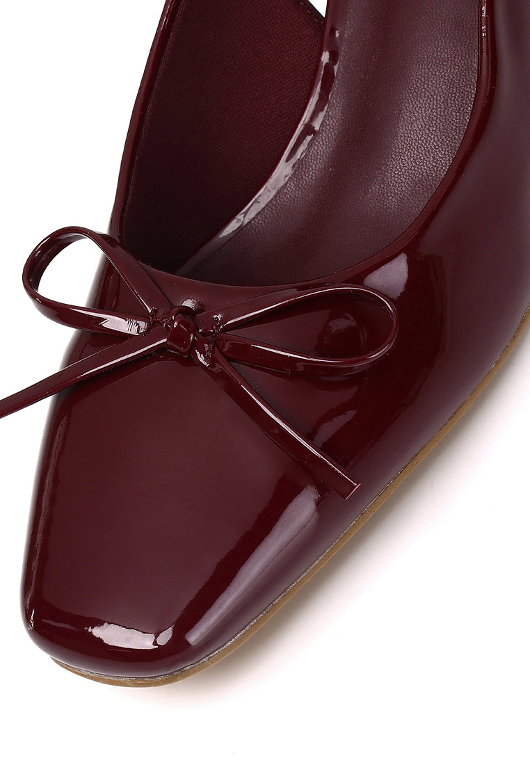 Freya Slingback Pumps With Bow (Maroon)