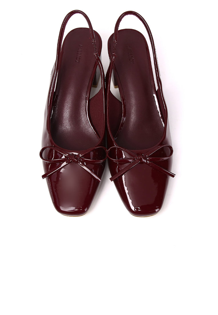 Freya Slingback Pumps With Bow (Maroon)