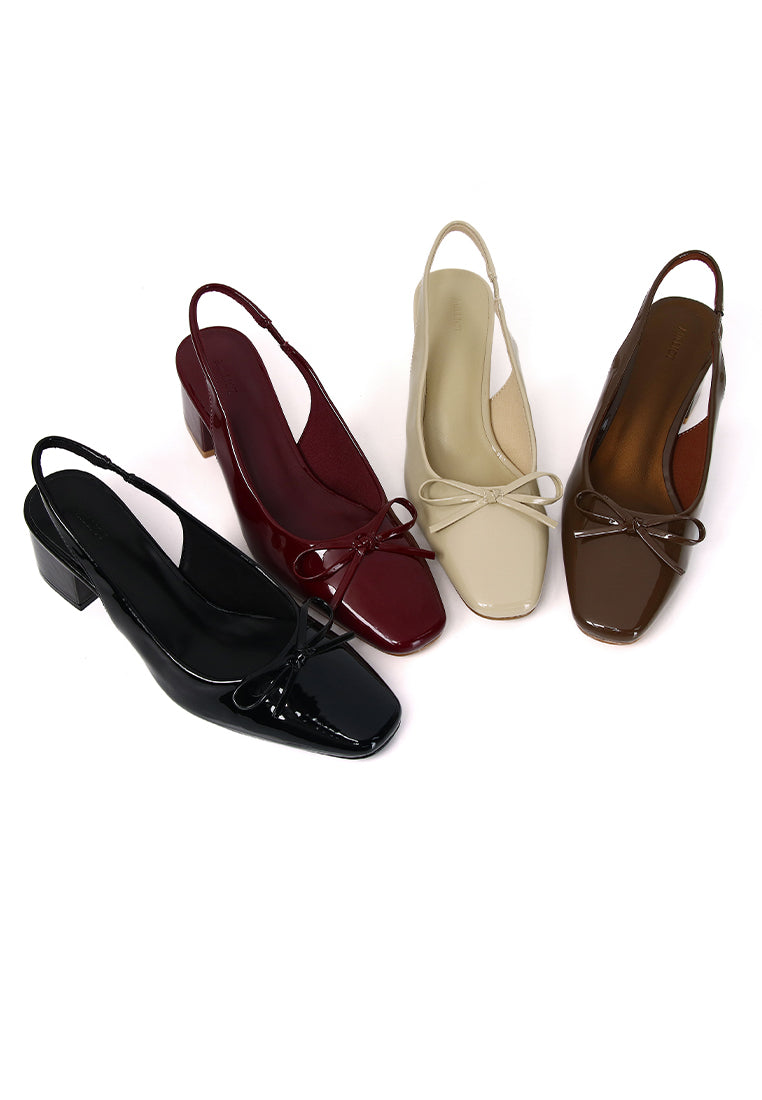 Freya Slingback Pumps With Bow (Maroon)