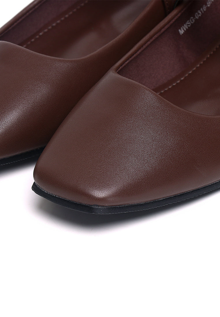Florence Interchangeable Strap Mary Jane Pumps (Brown)