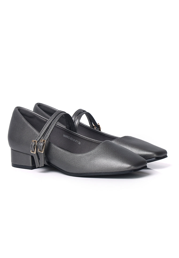 Florence Interchangeable Strap Mary Jane Pumps (Platinum)