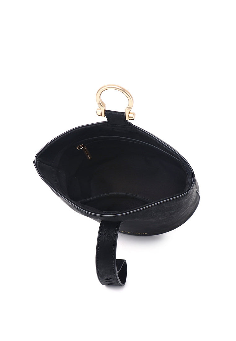 Nellie Petite Top Handle Bucket Bag (Black)