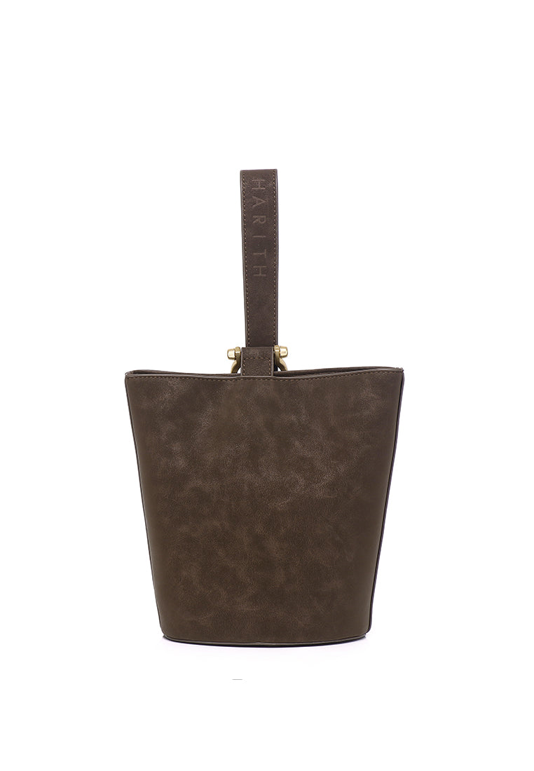 Nellie Petite Top Handle Bucket Bag (Espresso)