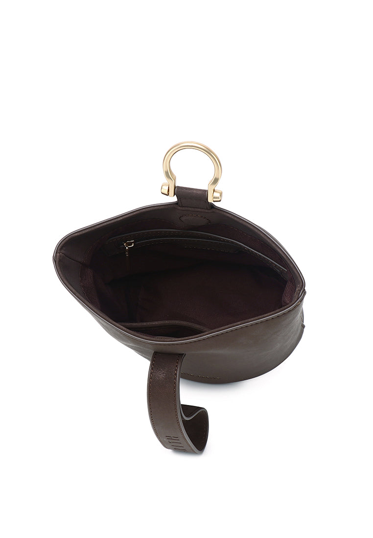 Nellie Petite Top Handle Bucket Bag (Espresso)
