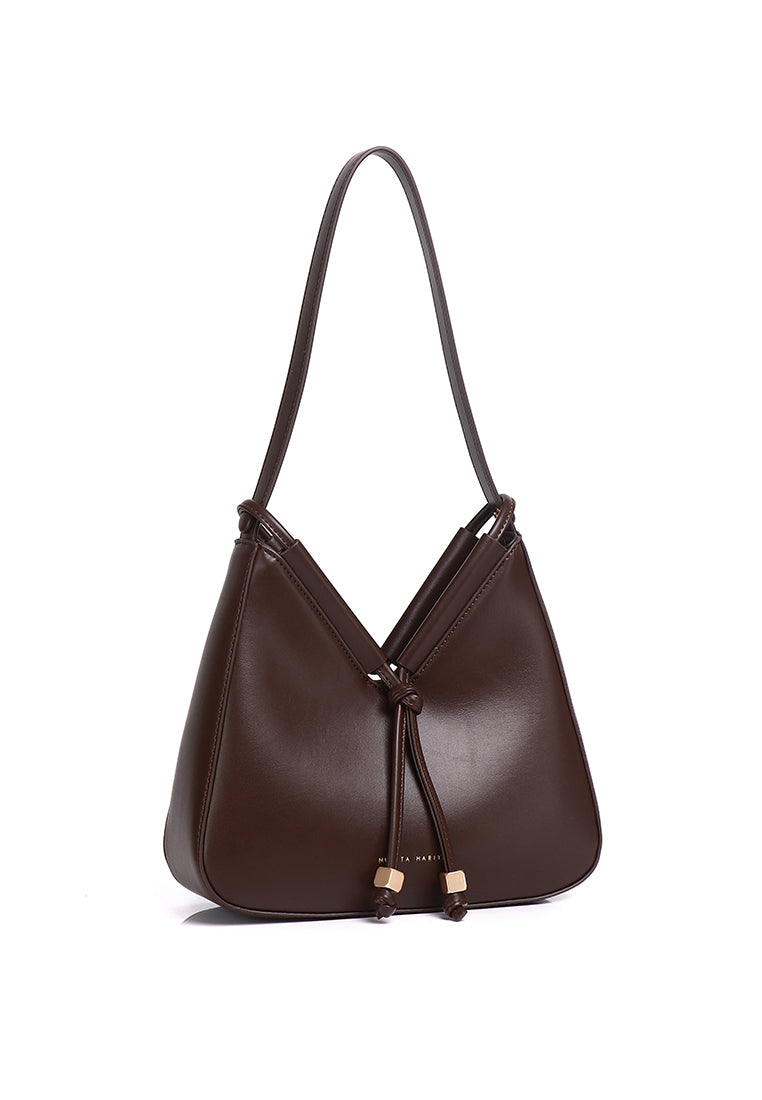 Norna Drawstring Shoulder Bag (Espresso)