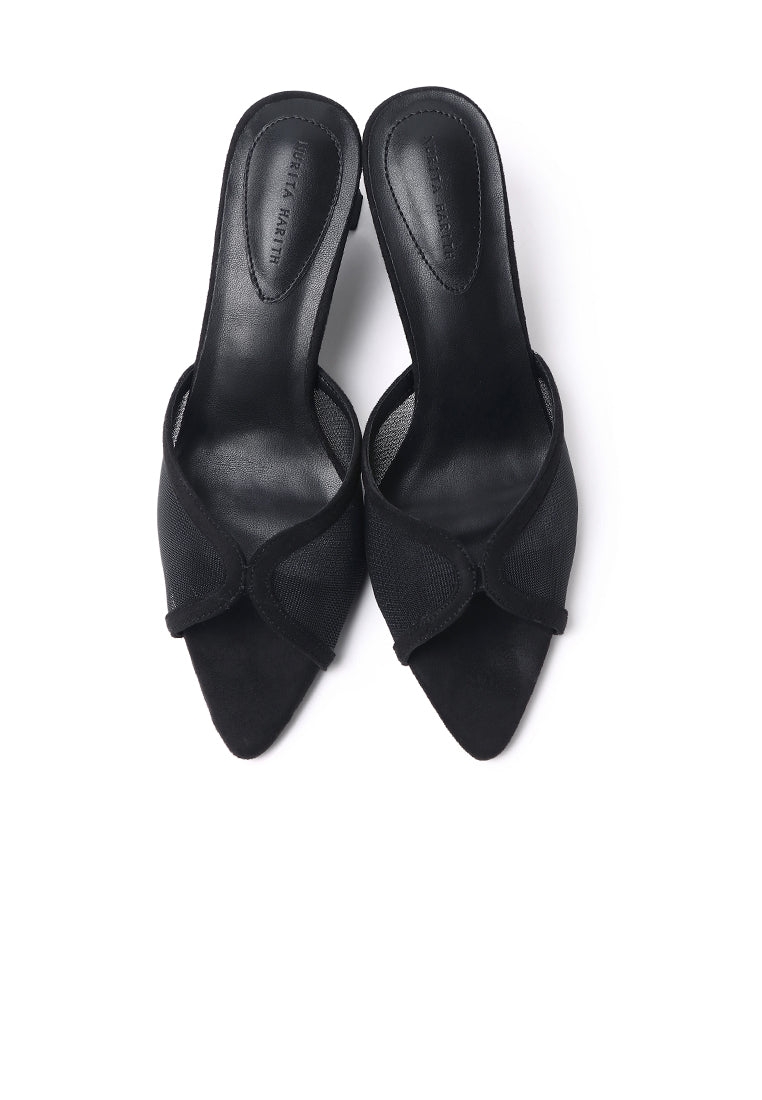 Haira Mesh Slip Ons Heels (Black)