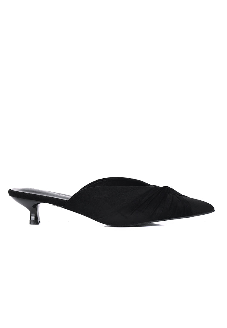 Hanara Pleated Slip-On Mules (Black)