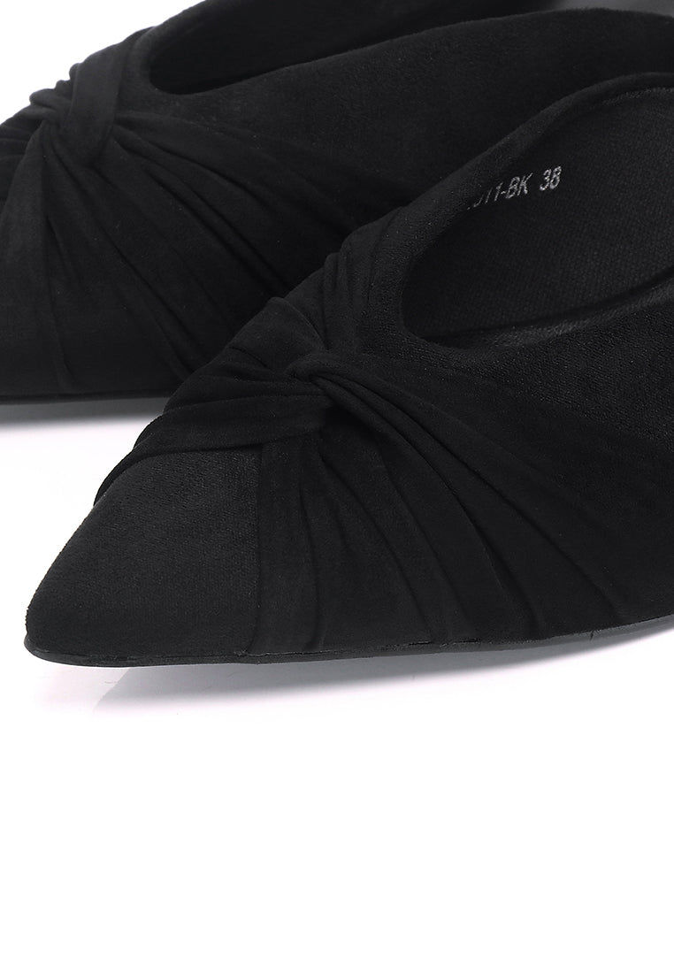 Hanara Pleated Slip-On Mules (Black)
