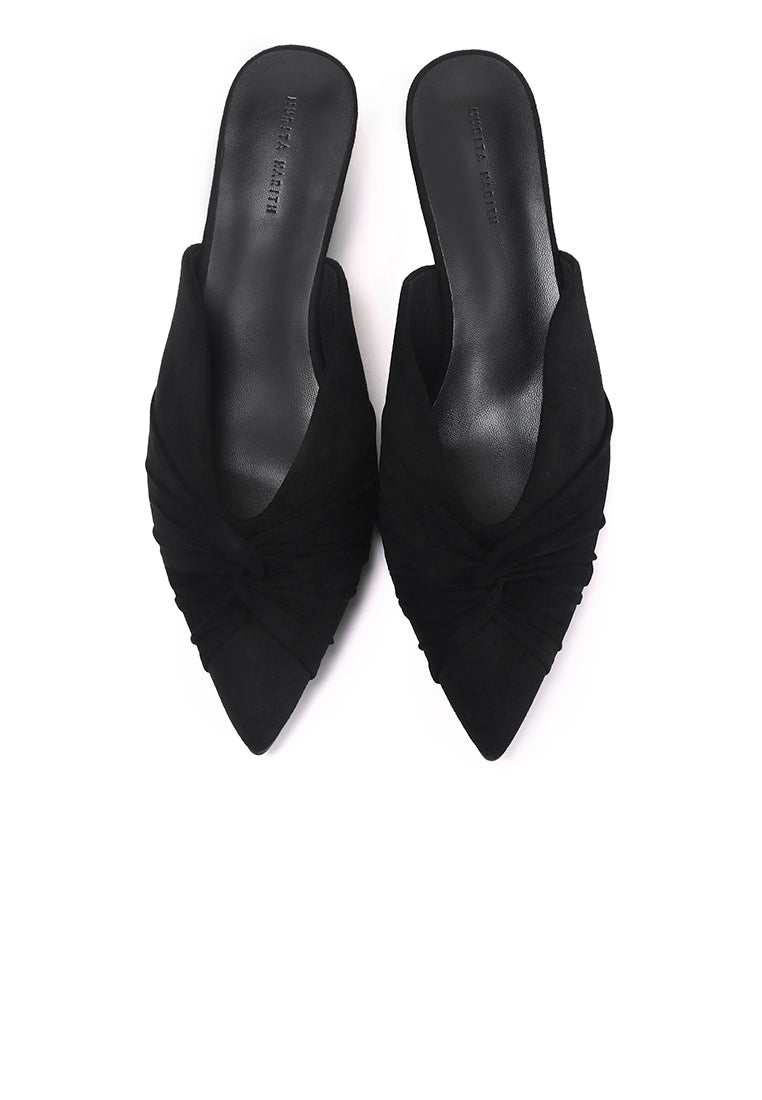 Hanara Pleated Slip-On Mules (Black)
