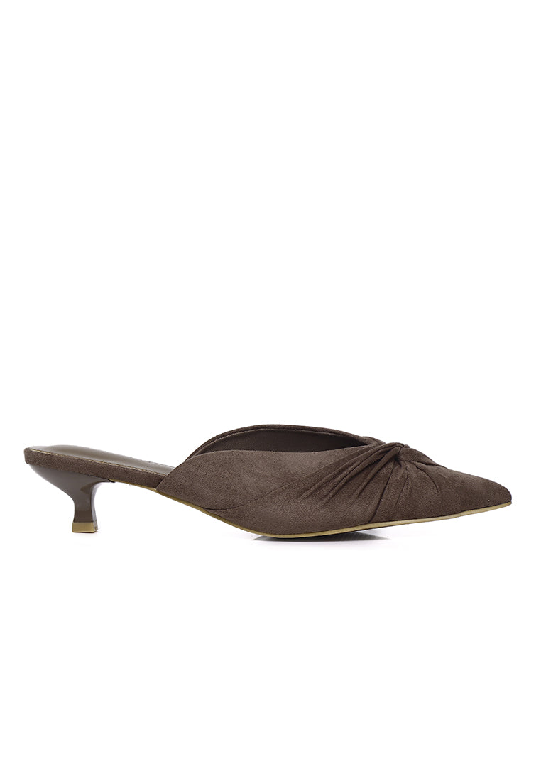 Hanara Pleated Slip-On Mules (Taupe)