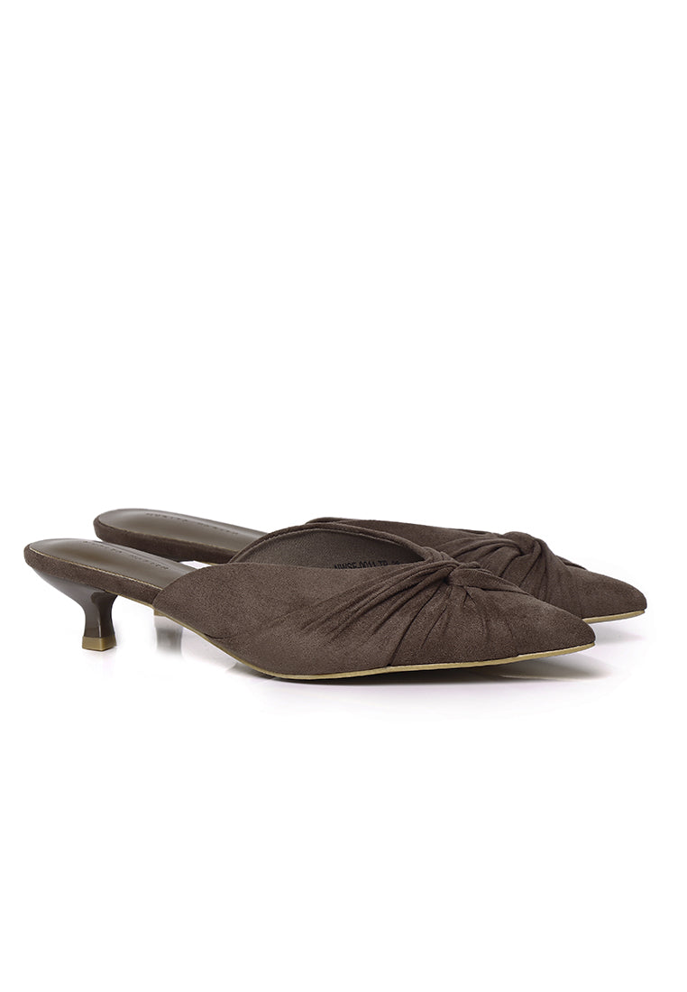 Hanara Pleated Slip-On Mules (Taupe)