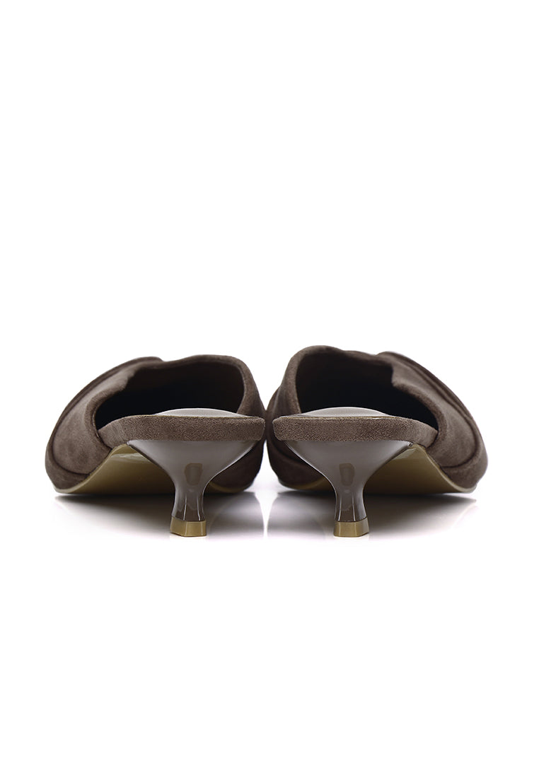 Hanara Pleated Slip-On Mules (Taupe)