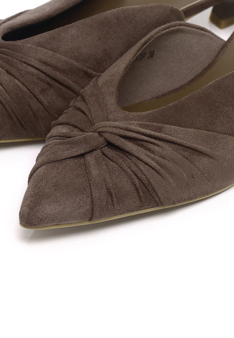 Hanara Pleated Slip-On Mules (Taupe)