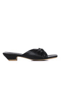Hilya Pleated Square Toe Heels (Black)