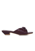Hilya Pleated Square Toe Heels (Burgundy)