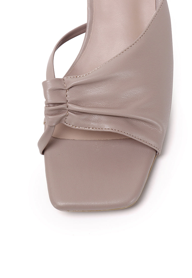 Hilya Pleated Square Toe Heels (Nude)