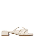Hunera Asymmetric Pleated Low Heels Sandals (Cream)