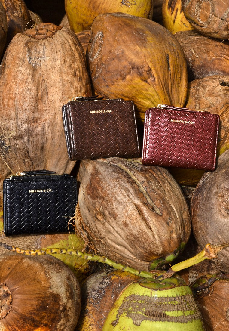 Billie Woven Top Zip Wallet (Black)